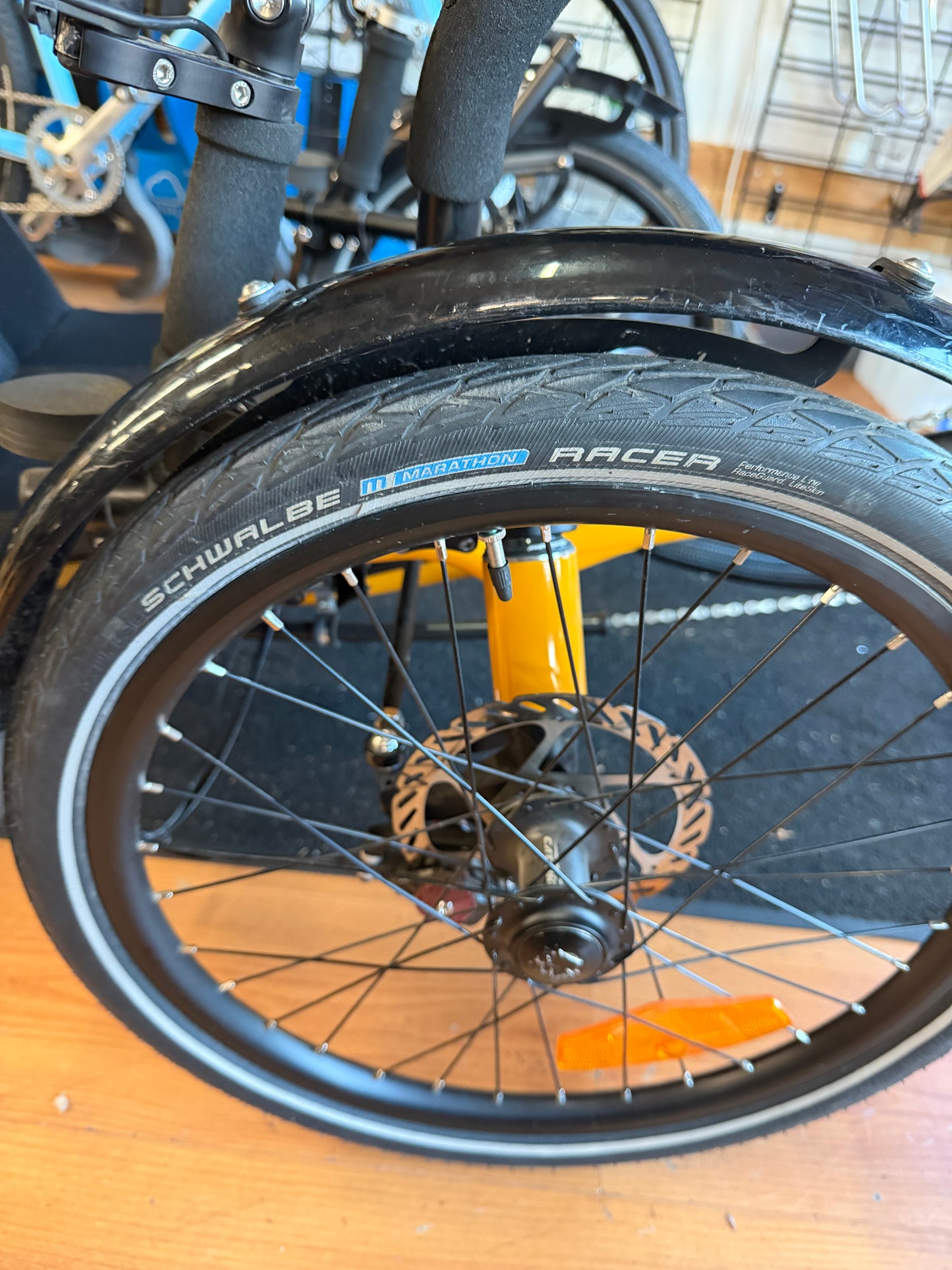 Catrike e-trail recumbent trike, folding with bafang mid drive motor. Custom refurbished.