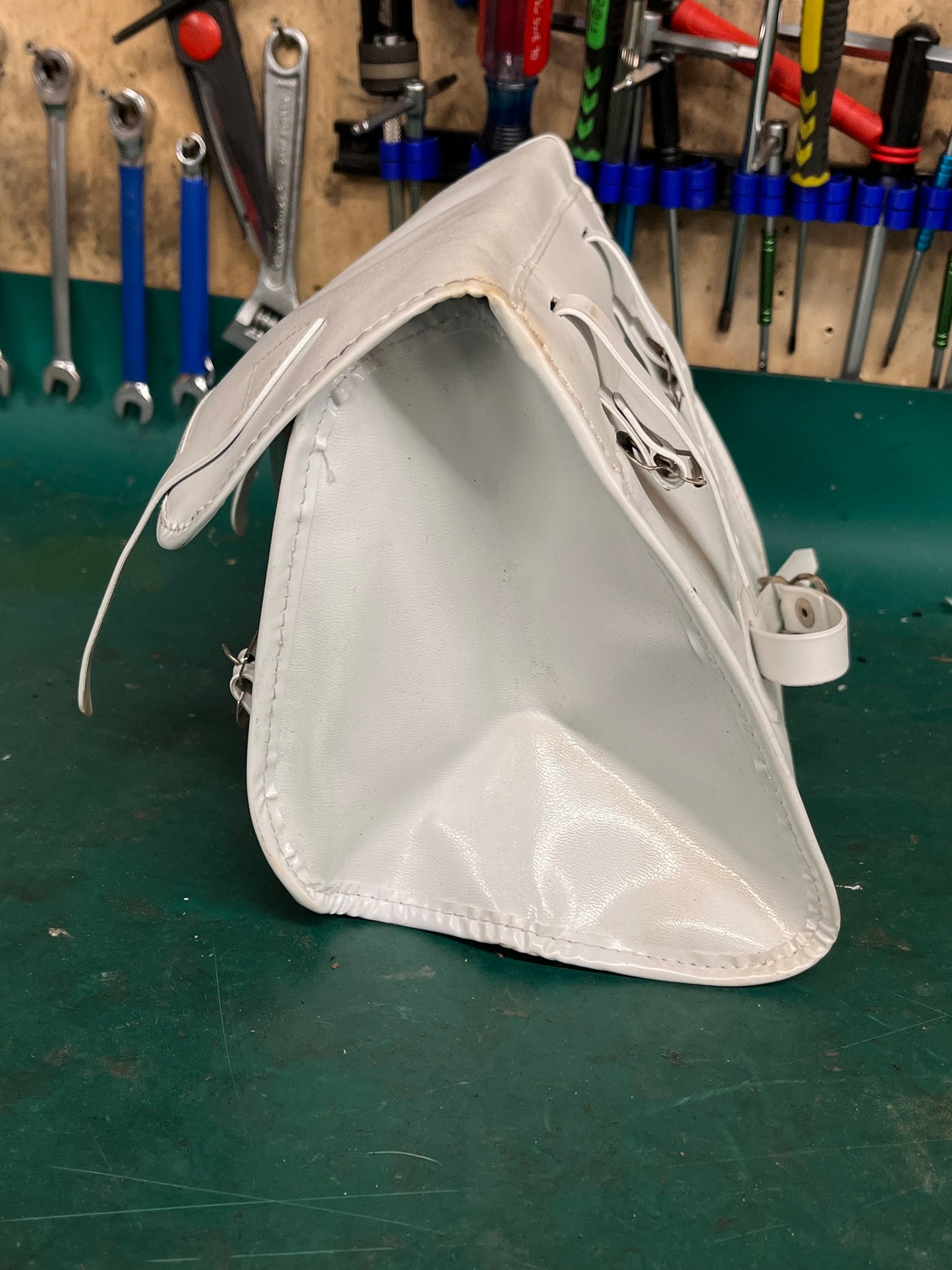 Vintage 1970s White Vinyl Bicycle Saddle Bag - Made in Japan Custom refurbished