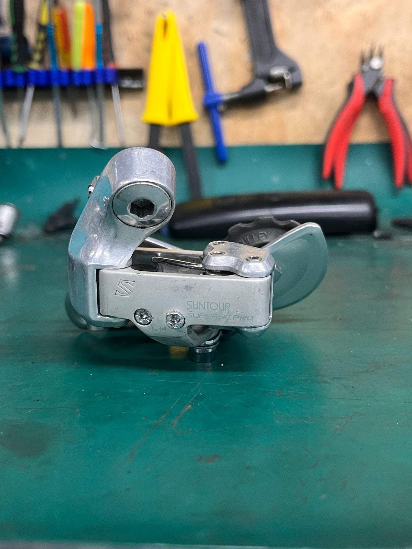 Suntour Superbe Pro rear derailleur, silver satin