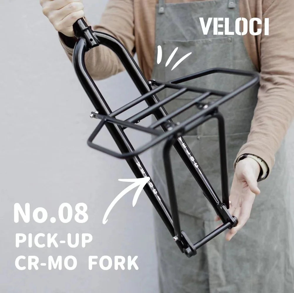 Veloci No.08 cargo bike fork 1 1/8” threadless steerer 20” wheel Clydesdale type, black