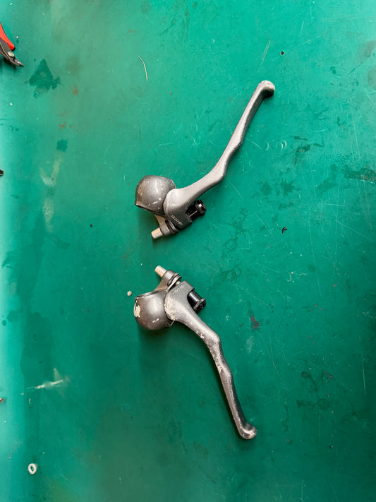 Dia Compe 290 vintage ATB brake lever set batwing style short pull for canti brake grey, survivor condition