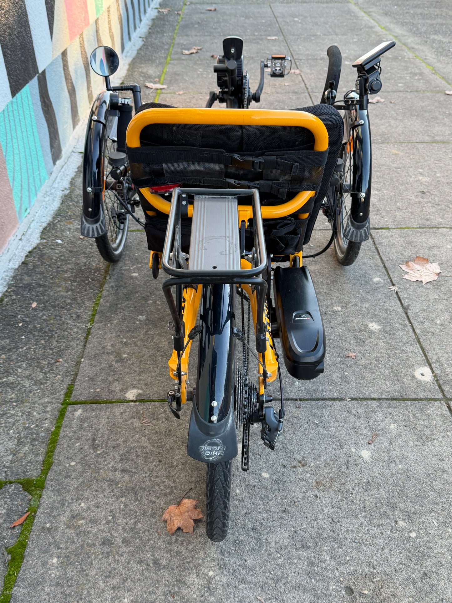 Catrike e-trail recumbent trike, folding with bafang mid drive motor. Custom refurbished.