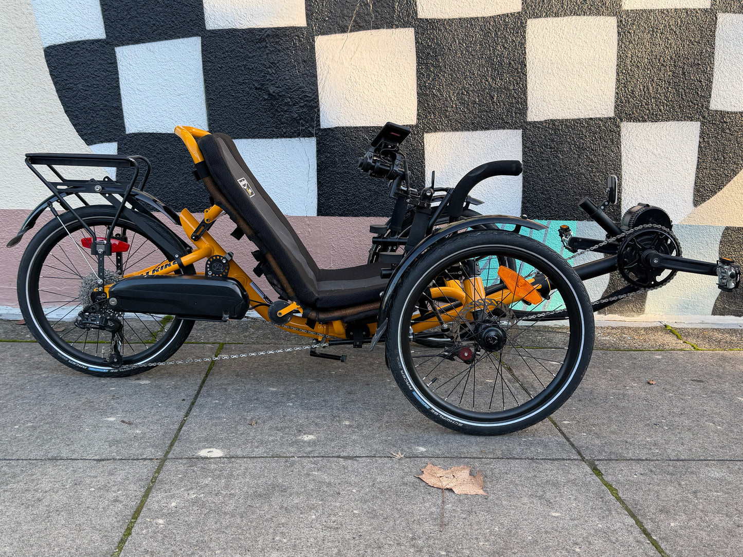 Catrike e-trail recumbent trike, folding with bafang mid drive motor. Custom refurbished.