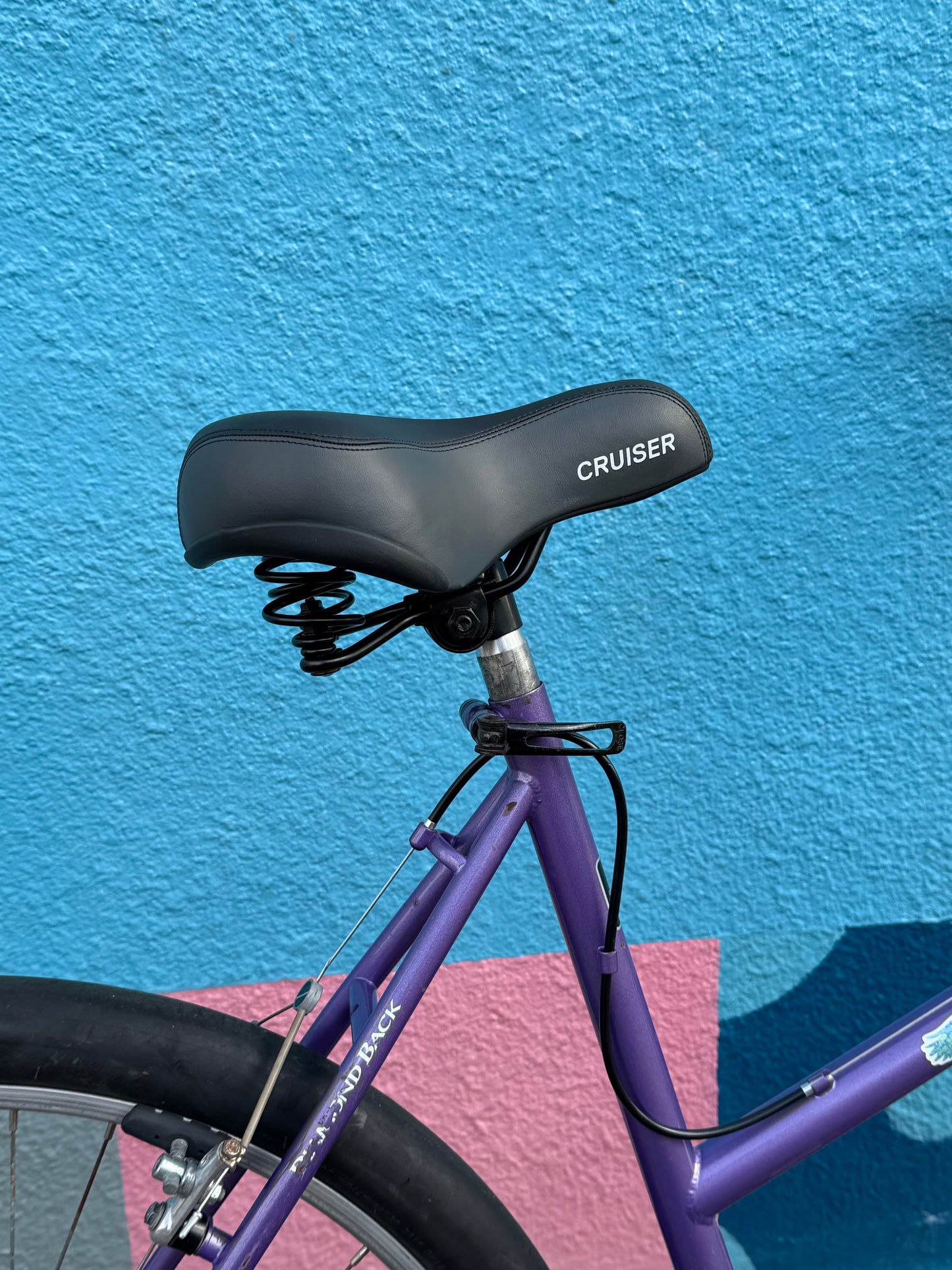 Diamondback traverse step thru purple bike 26” wheel 18” frame.