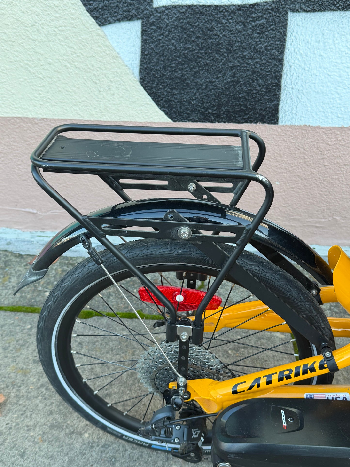 Catrike e-trail recumbent trike, folding with bafang mid drive motor. Custom refurbished.