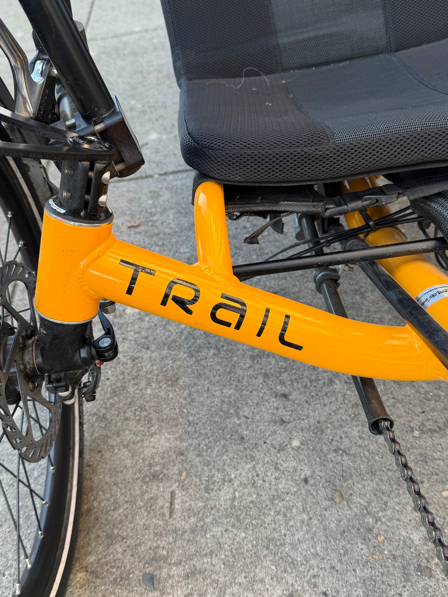 Catrike e-trail recumbent trike, folding with bafang mid drive motor. Custom refurbished.