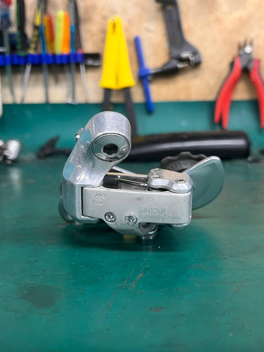 Suntour Superbe Pro rear derailleur, silver satin