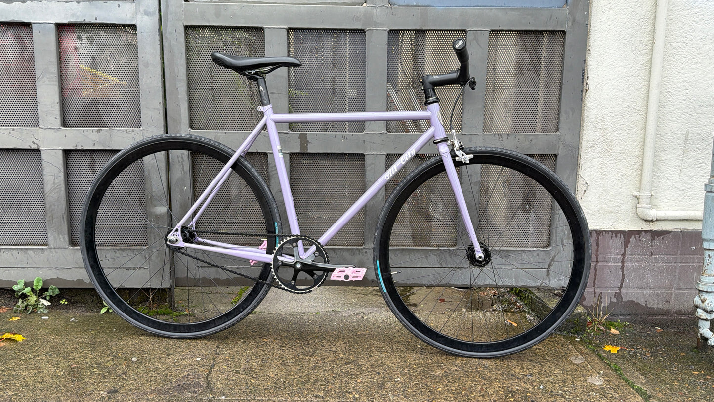 All City big block 49 cm fixed gear bike lavender custom refurbished