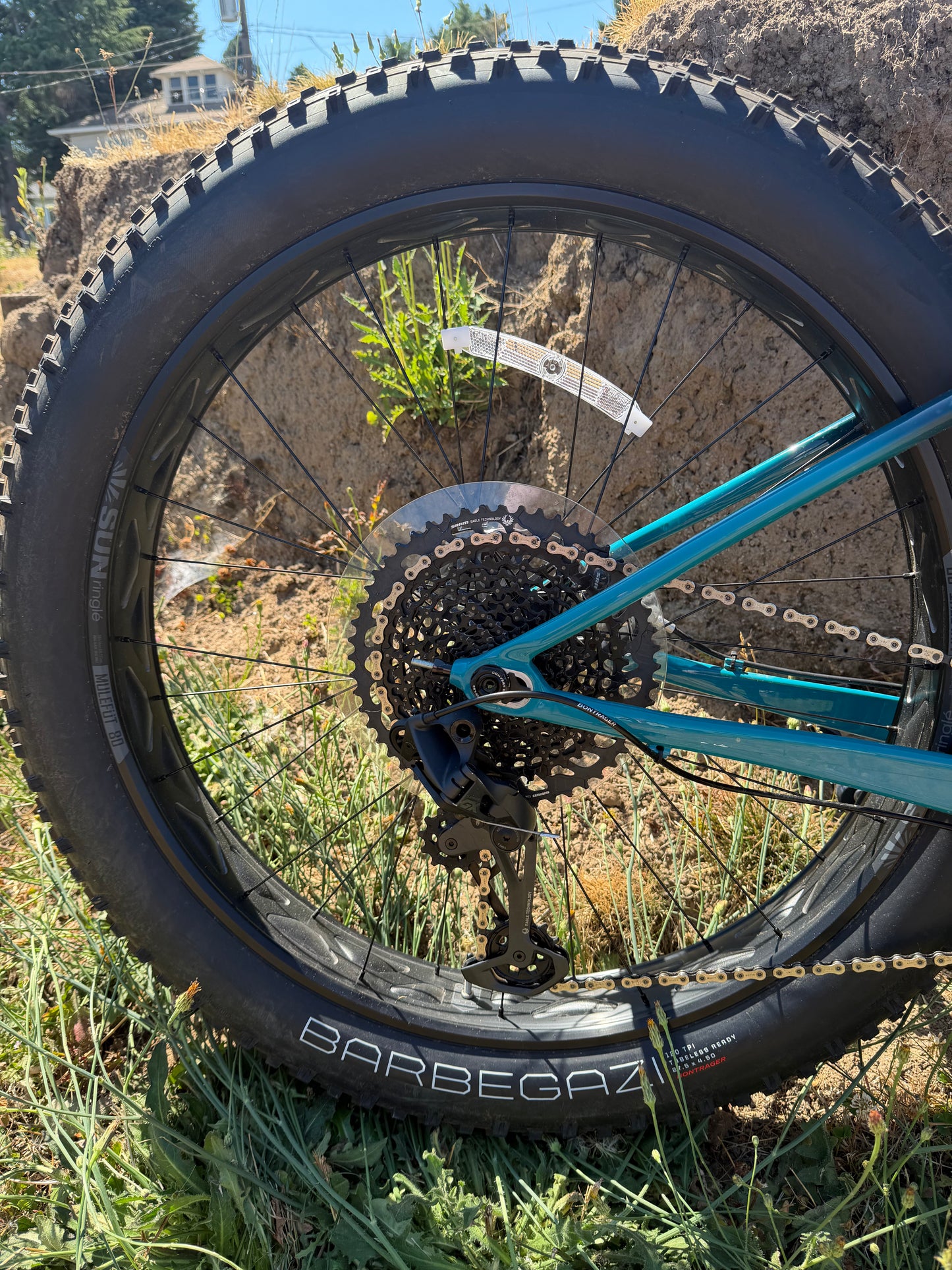 Trek Farley 9.6 Carbon fatbike SRAM Eagle 1x12 size small red blue teal fade MY2022